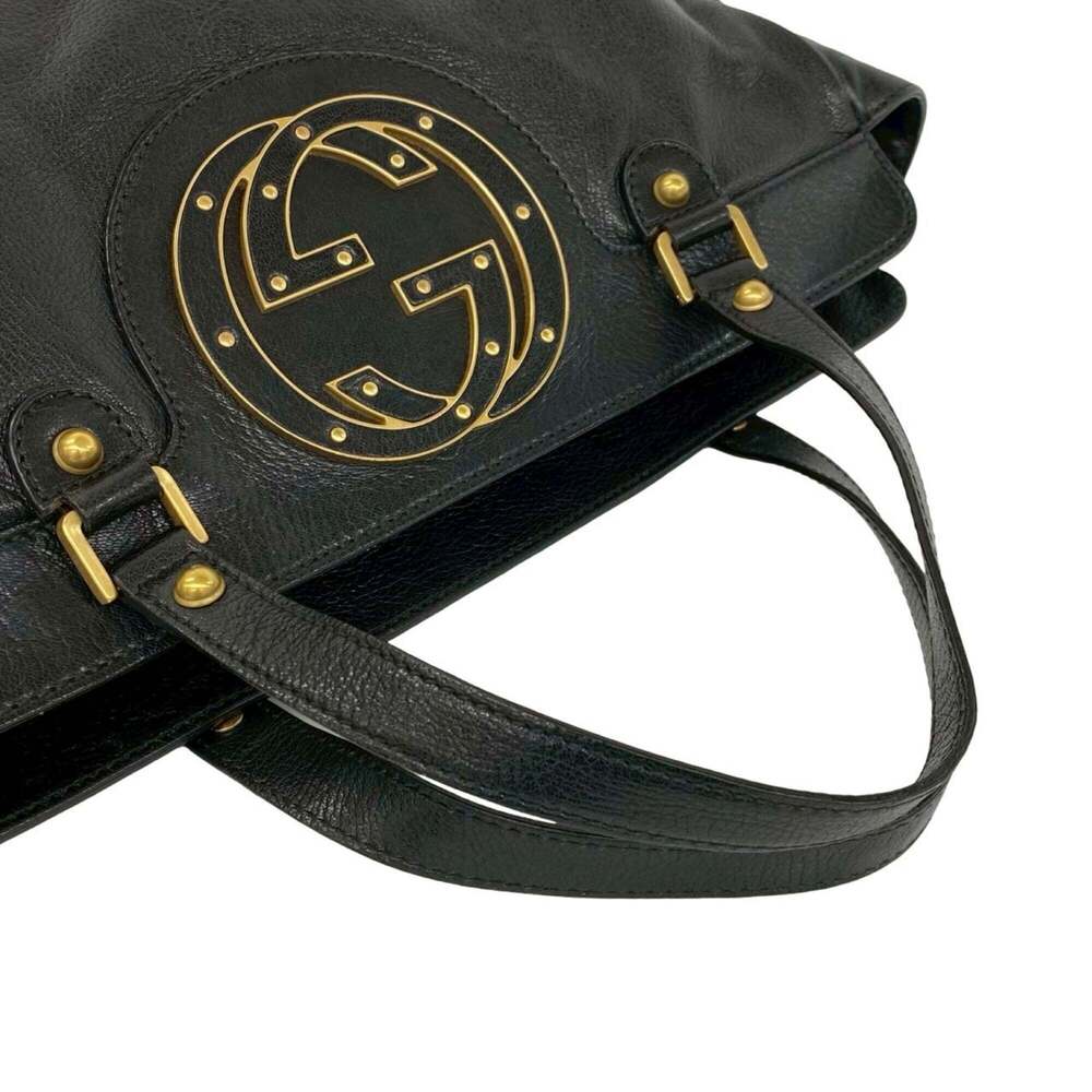 GUCCI Authentic Black Leather Tote Bag - Picture 4 of 10